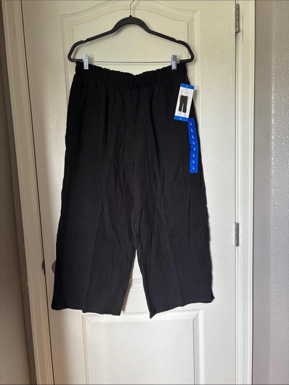 Jessica Simpson NWT Black Gauze Wide Leg Crop Pants Size Large